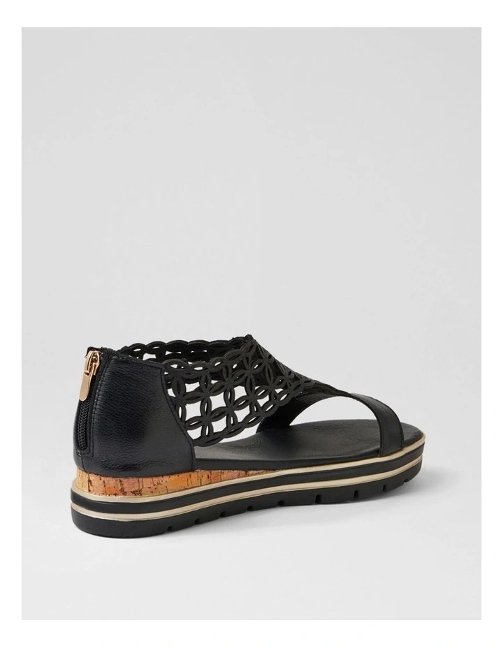 Alexiander Black Floral Cork Leather Sandals image 3
