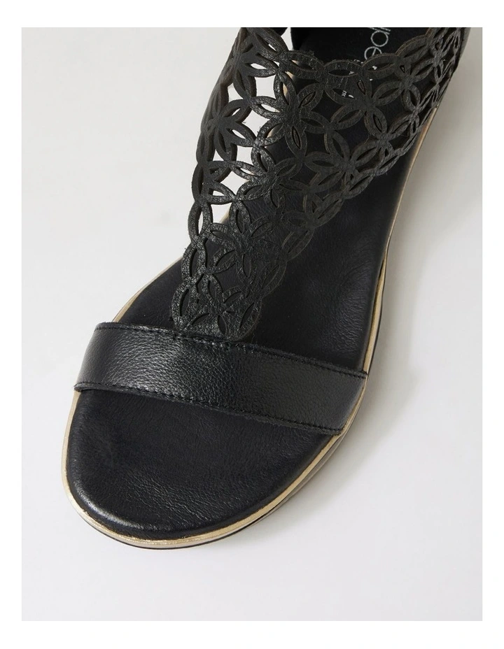 Alexiander Black Floral Cork Leather Sandals image 4