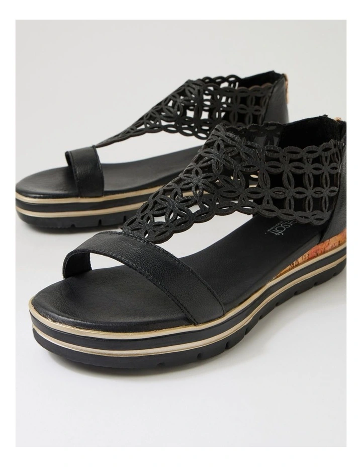 Alexiander Black Floral Cork Leather Sandals image 5