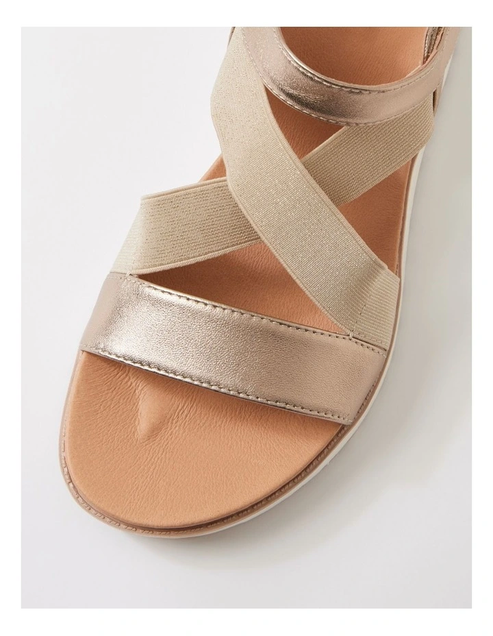 Carrie Champagne Leather Elastic Sandals image 4