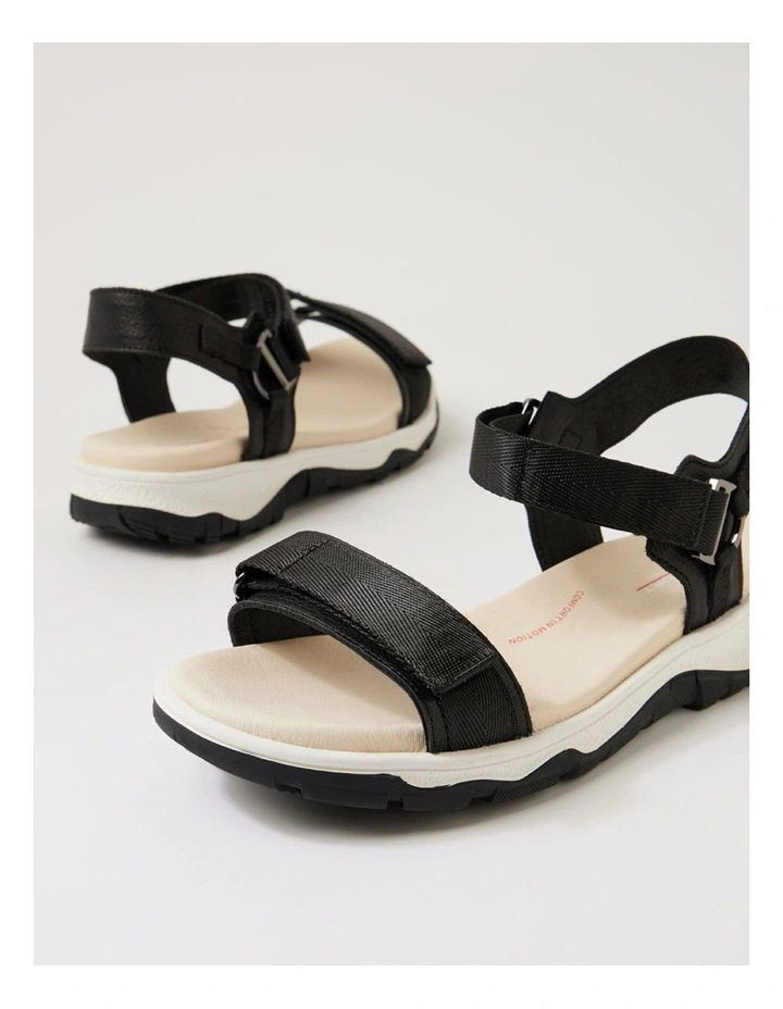 Ramble Black Leather Strappy Sandals image 5