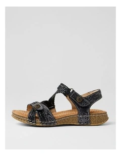 Poppy Navy Woven Leather Sandals
