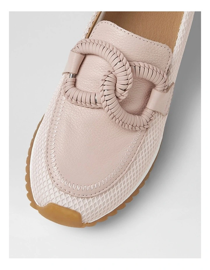 Darta Nude Fabric Mesh Leather Flat Shoes image 4