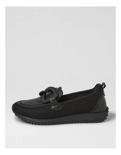 Darta Black Mesh Leather Loafers