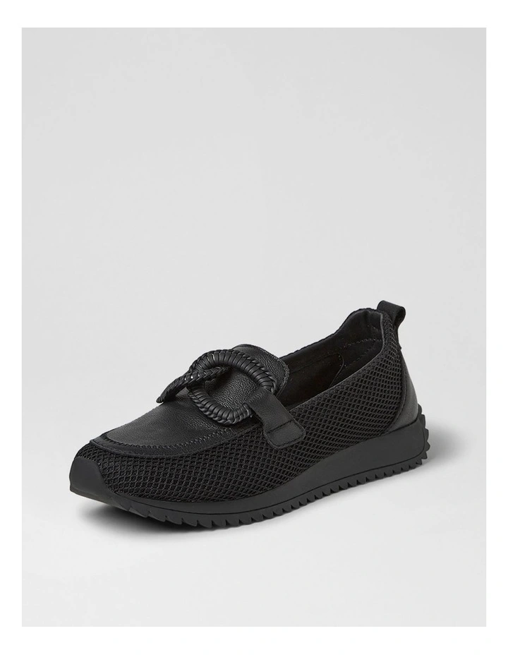Darta Black Mesh Leather Loafers image 2