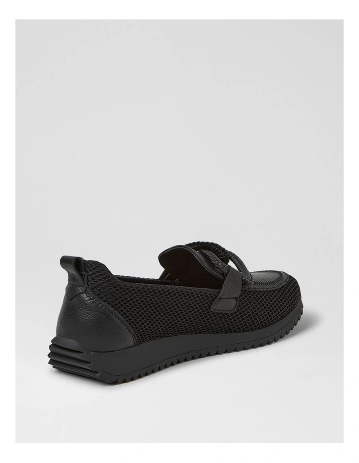 Darta Black Mesh Leather Loafers image 3