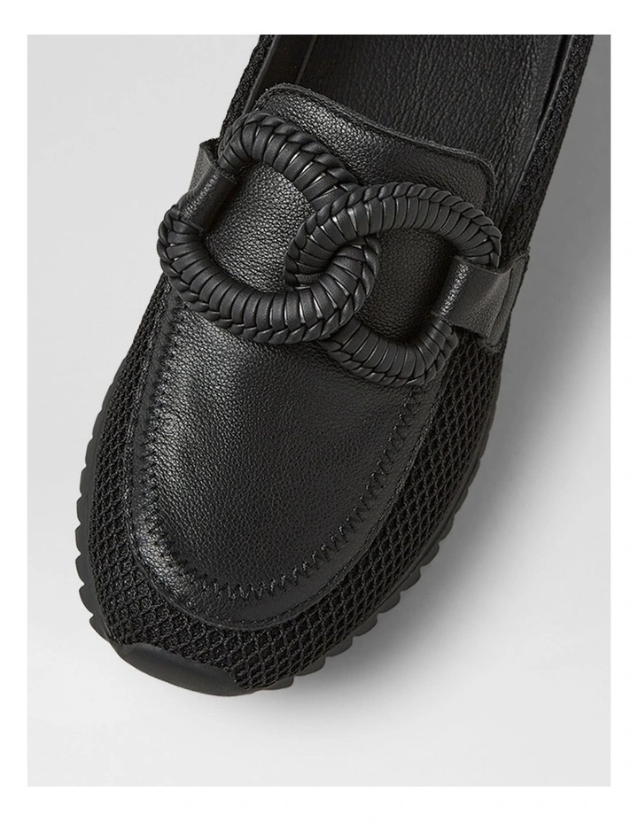 Darta Black Mesh Leather Loafers image 4