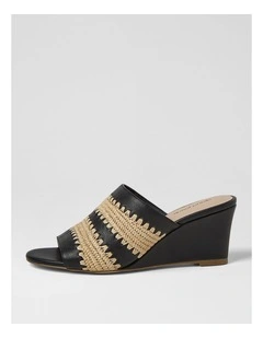 Issey Black Natural Leather Woven Heeled Sandals