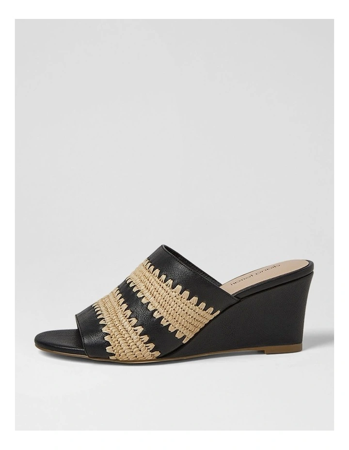 Issey Black Natural Leather Woven Heeled Sandals image 1