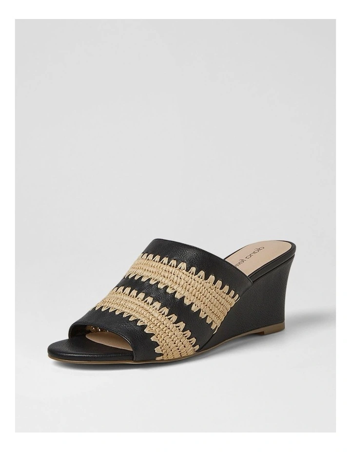 Issey Black Natural Leather Woven Heeled Sandals image 2