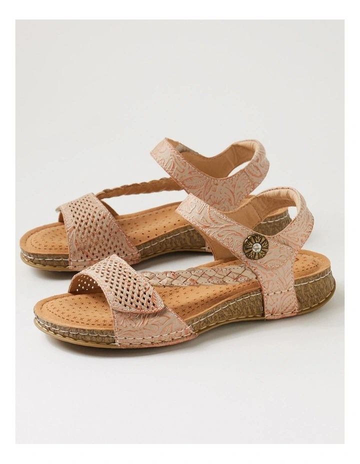 Petras Blush Embossed Leather Strappy Sandals image 5