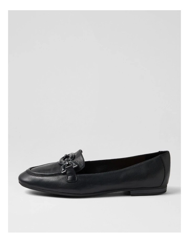 Umaya D Black Leather Flat Shoes image 1