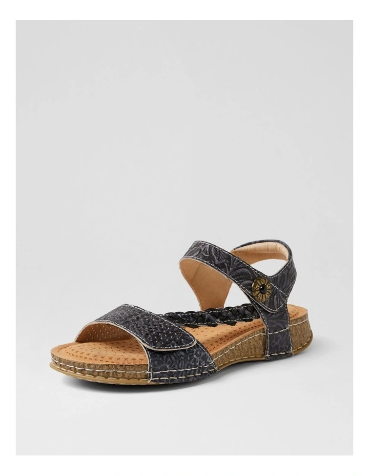 Petras Black Embossed Leather Strappy Sandals image 2