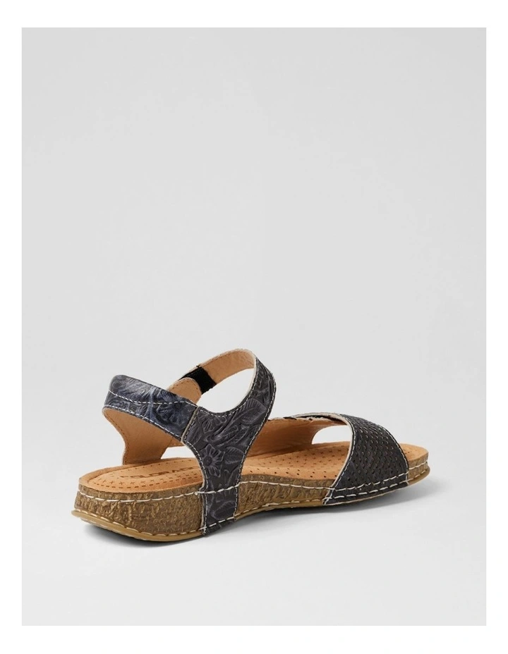 Petras Black Embossed Leather Strappy Sandals image 3