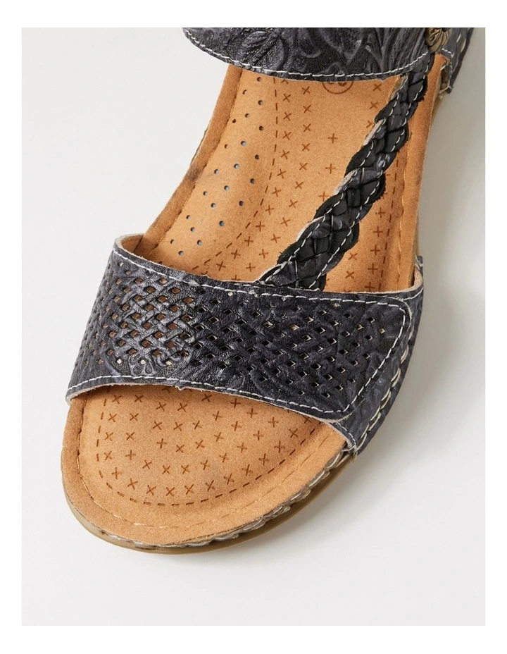 Petras Black Embossed Leather Strappy Sandals image 4