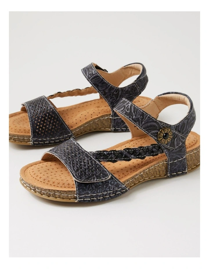 Petras Black Embossed Leather Strappy Sandals image 5