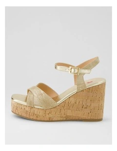 Fallini Gold Smudge Fabric Sandals