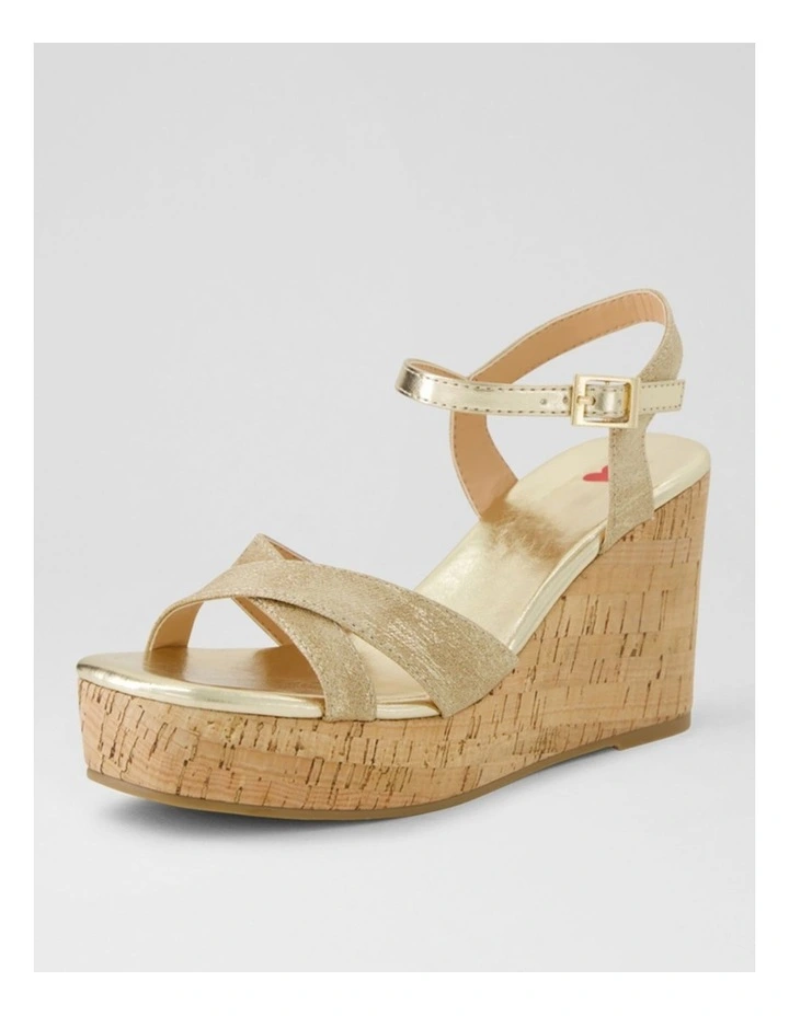 Fallini Gold Smudge Fabric Sandals image 2
