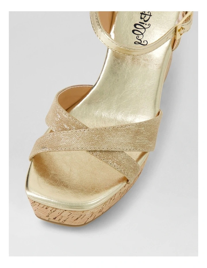 Fallini Gold Smudge Fabric Sandals image 4