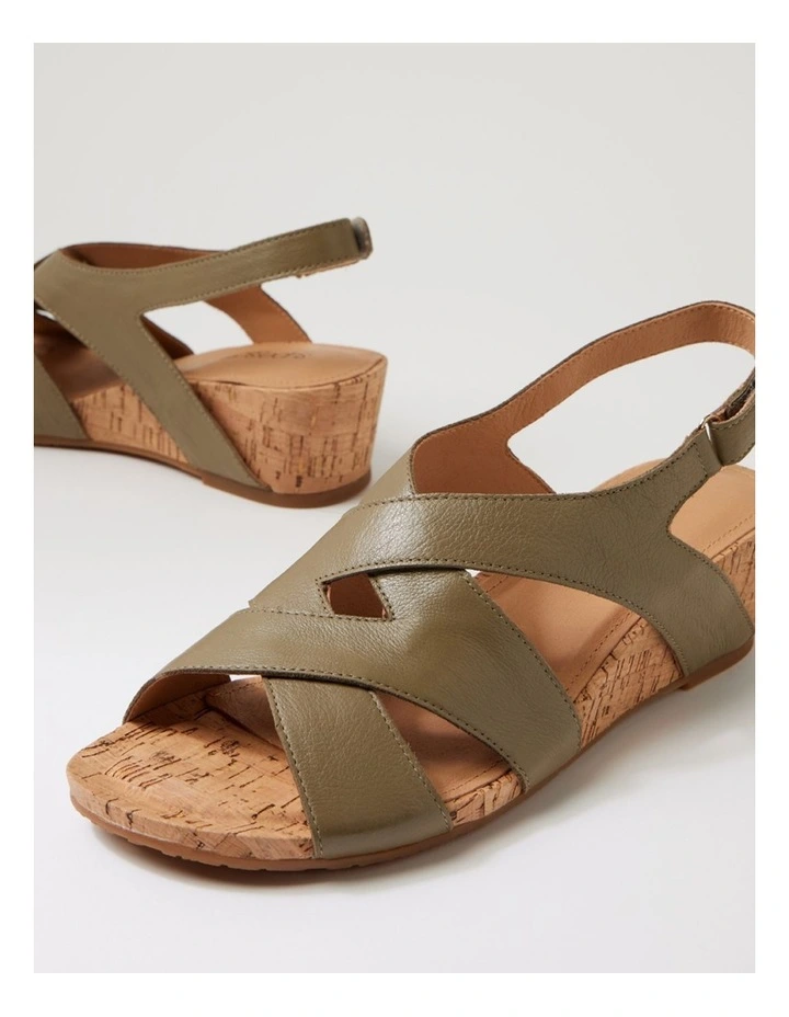 Sars Khaki Cork Leather Sandals image 5