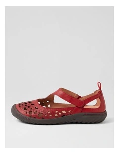 Teasi Dark Red Dark Brown Leather Mary Janes