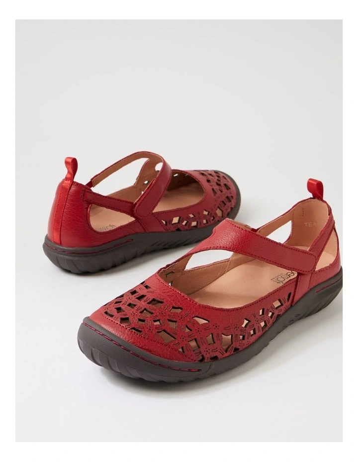 Teasi Dark Red Dark Brown Leather Mary Janes image 5