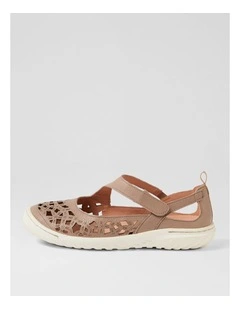 Teasi Taupe Off White Leather Mary Janes