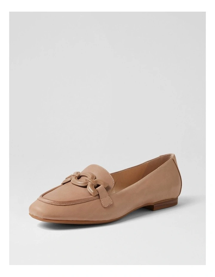 Umaya D Taupe Waxy Leather Flat Shoes image 2