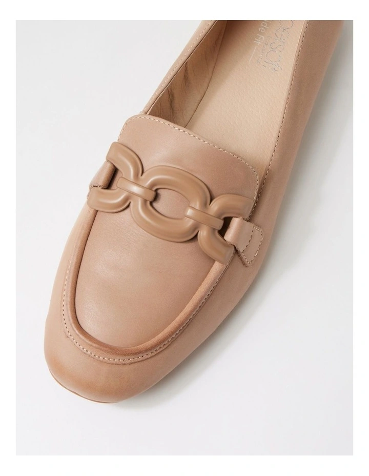 Umaya D Taupe Waxy Leather Flat Shoes image 4
