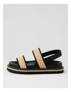 Herry Black Natural Raffia Sandals