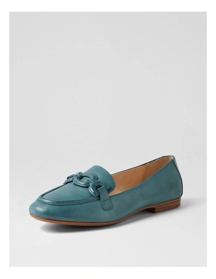 Umaya D Blue Waxy Leather Flat Shoes image 2