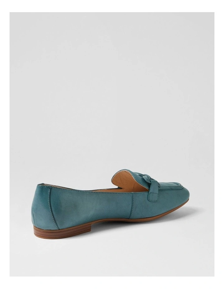 Umaya D Blue Waxy Leather Flat Shoes image 3
