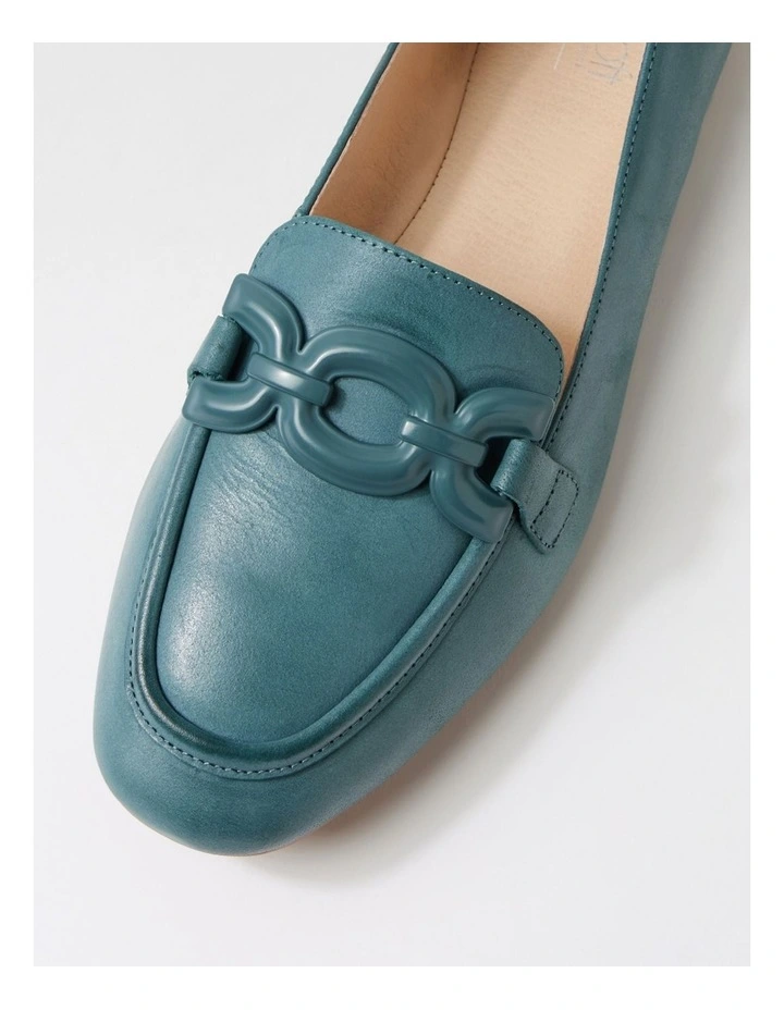 Umaya D Blue Waxy Leather Flat Shoes image 4