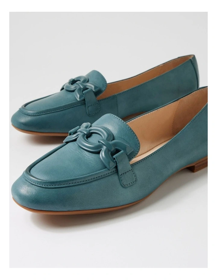 Umaya D Blue Waxy Leather Flat Shoes image 5