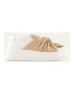 EDIE SNEAKERS WHITE LEATHER/RAFFIA