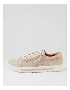 Emillio Almond Platinum Leather Suede Sneakers
