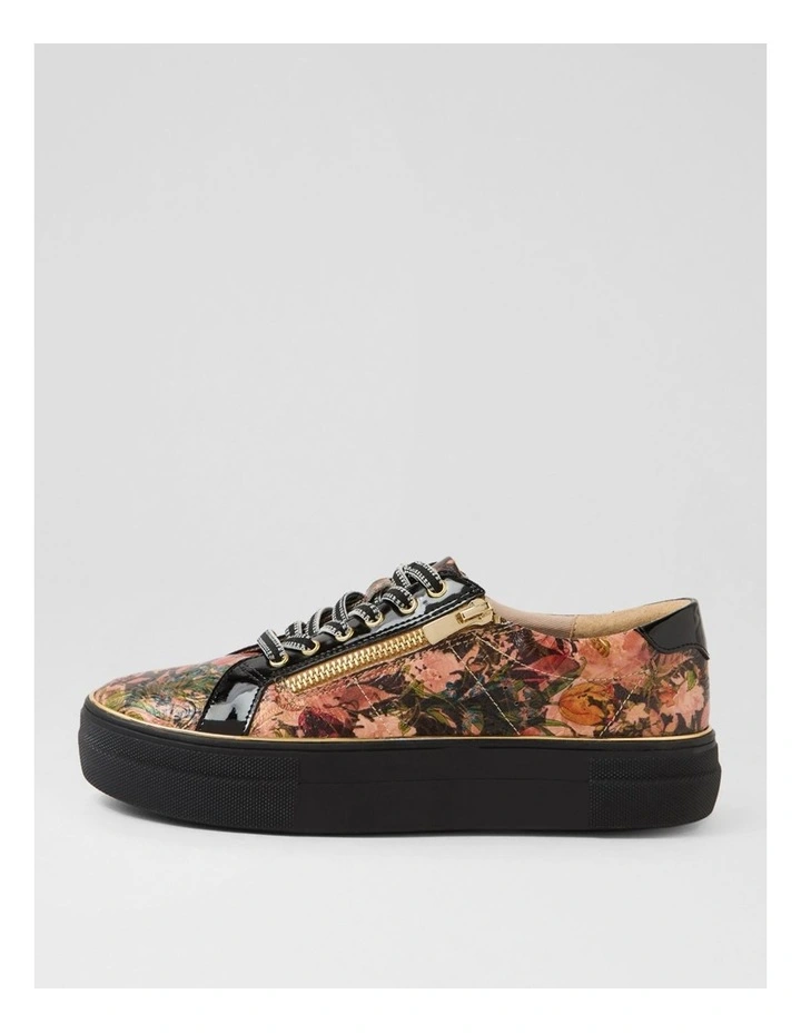 Skelos Cafe Floral Emboss Black Patent Pu Sneakers image 1