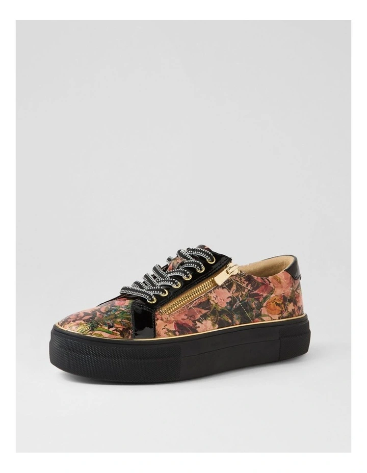 Skelos Cafe Floral Emboss Black Patent Pu Sneakers image 2