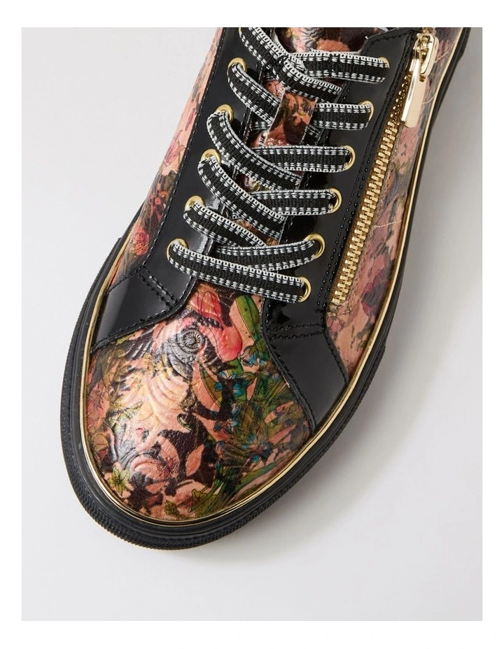 Skelos Cafe Floral Emboss Black Patent Pu Sneakers image 4
