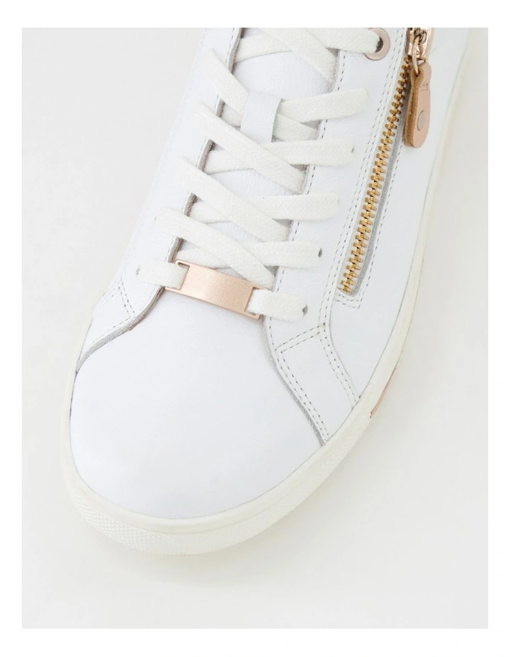 Evone White Rose Gold Leather Sneakers image 4