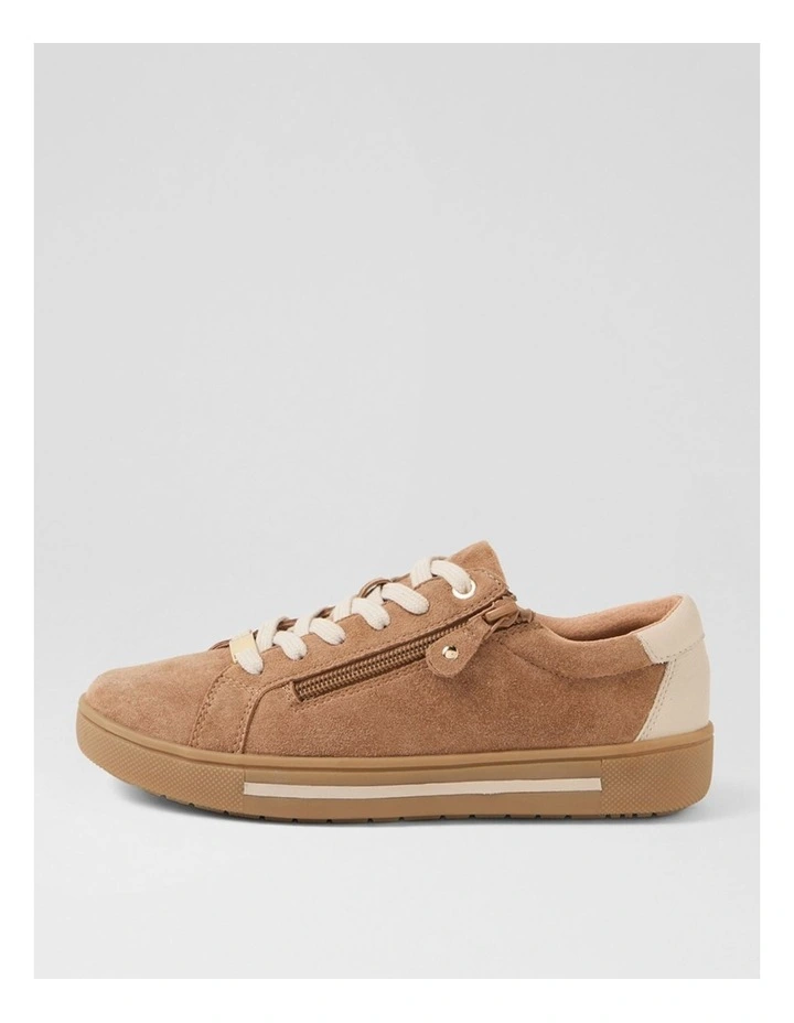 Evone Light Choc Almond Suede Leather Sneakers image 1