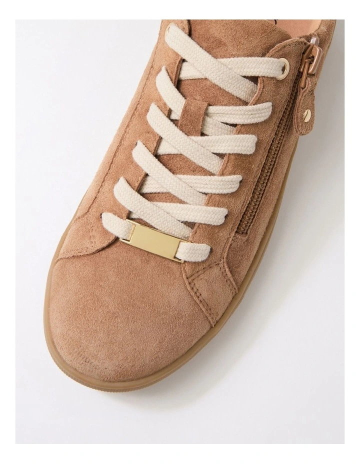 Evone Light Choc Almond Suede Leather Sneakers image 4