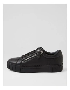Pagie Black Leather Sneakers