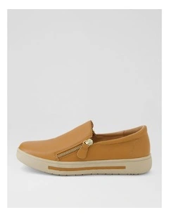 Bellisa Dark Tan Almond Leather Sneakers