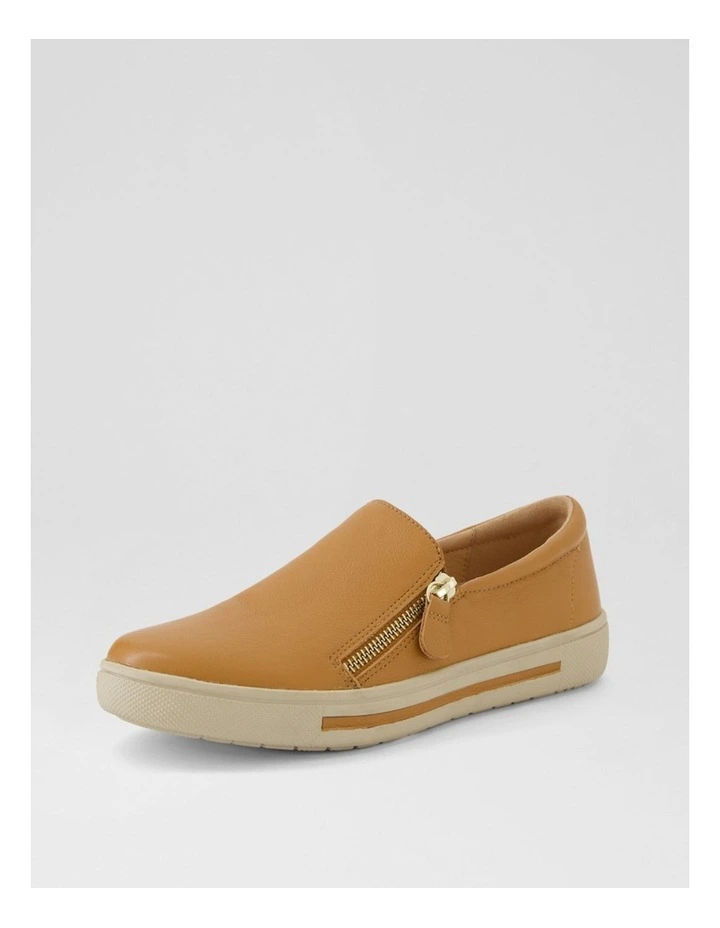 Bellisa Dark Tan Almond Leather Sneakers image 2