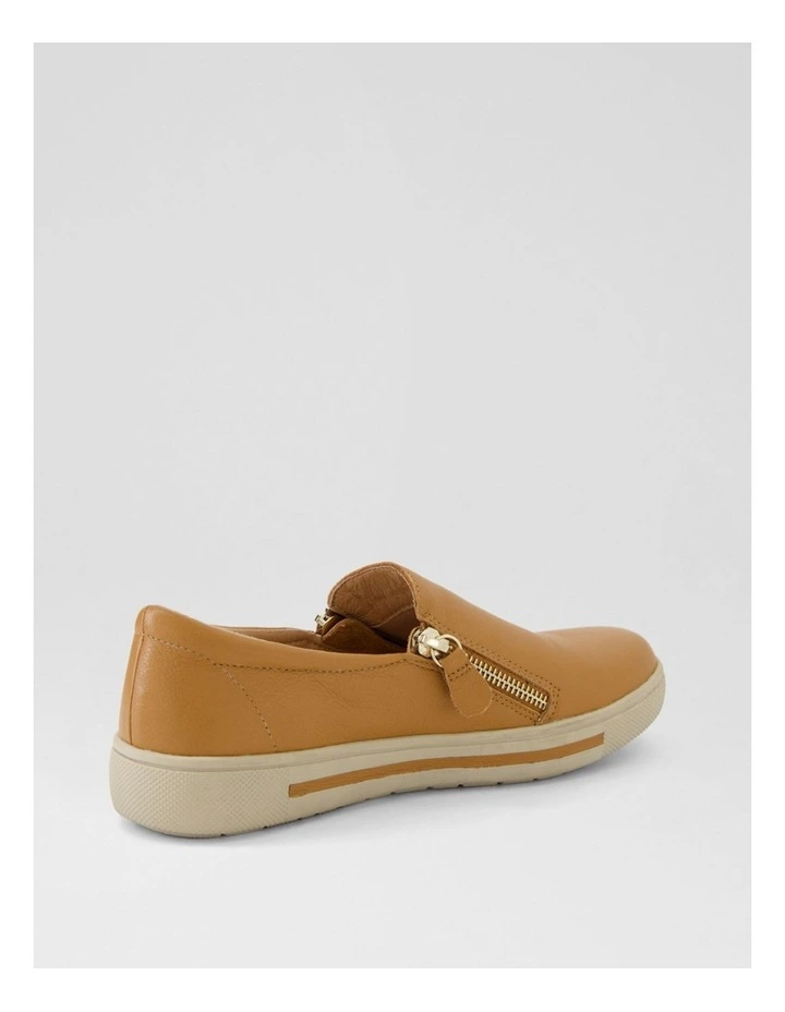 Bellisa Dark Tan Almond Leather Sneakers image 3