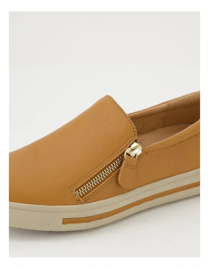 Bellisa Dark Tan Almond Leather Sneakers image 5