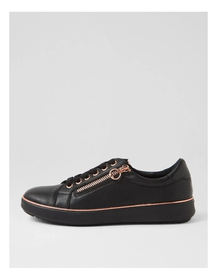 Lincon D Black Rose Gold Leather Sneakers image 1