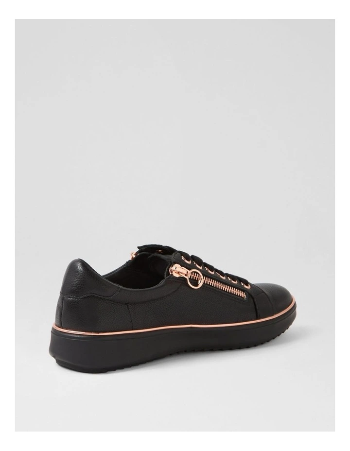 Lincon D Black Rose Gold Leather Sneakers image 3
