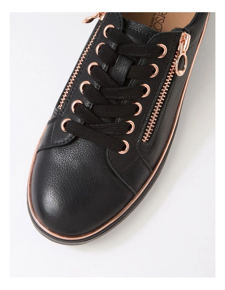 Lincon D Black Rose Gold Leather Sneakers image 4